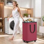 SpaceTrove Laundry Basket with Wheels, Collapsible Laundry Baskets, Laundry Hamper with Handles Detachable Wheels, Rolling La