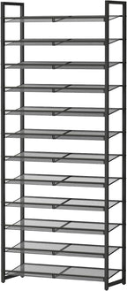 Shoe Rack, 12-Tier Metal Shoe Organizer, Tall Shoe Rack for Closet,entryway,Garage, with Adjustable Flat or Angled Shelves, 5