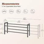 FAVOOSTY 2-Tier Expandable Shoe Rack, Adjustable Shoe Shelf Storage Organizer Space Saving Metal Free Standing Shoe Rack for 