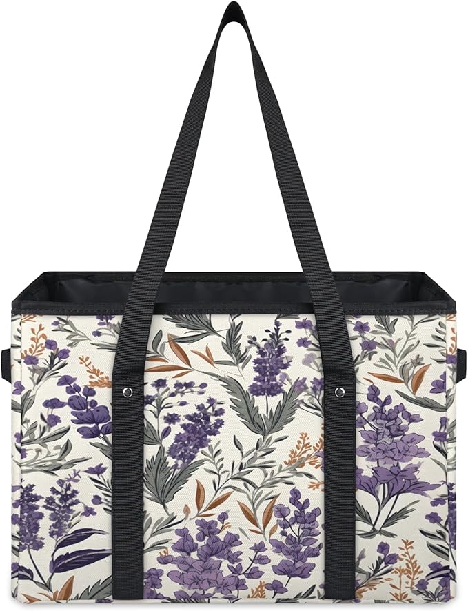 Reusable Grocery Bags Heavy Duty Shopping Bags Foldable Large Tote Bags with Long Handles & Hard Bottom
