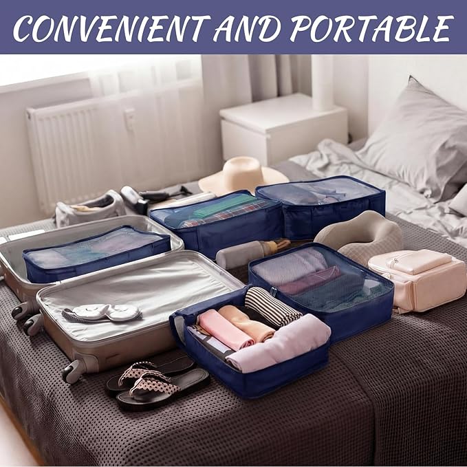 Silkfly 8 Pcs XL Packing Cube for Travel Luggage Organizer Suitcase High Capacity Large Packing Bag Bulk Reusable Mesh Travel