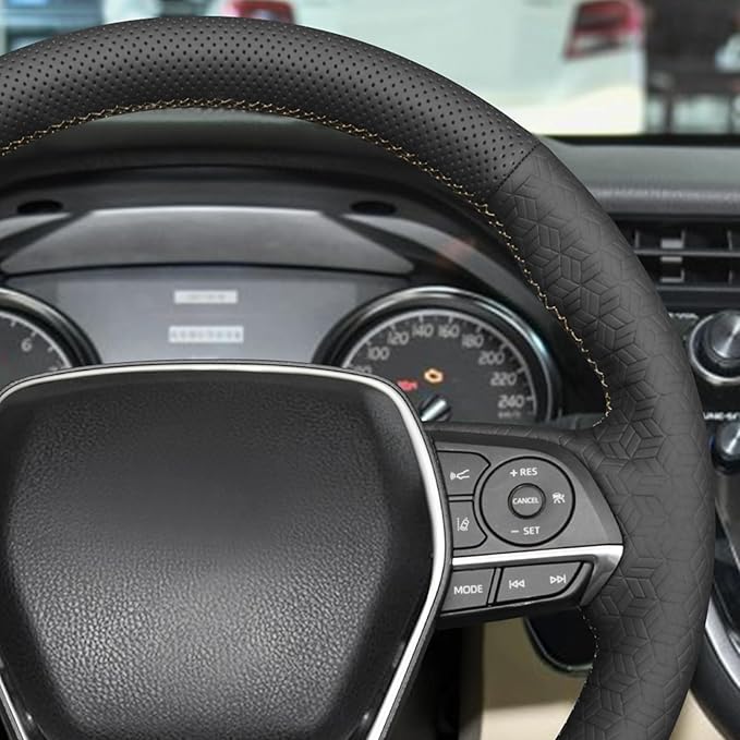 MEWANT Hand Sewn Steering Wheel Cover for Toyota Camry 2018-2019/Toyota Avalon 2019/Toyota Corolla 2019-2020/Toyota RAV4 2019 Steering Wheel Accessories