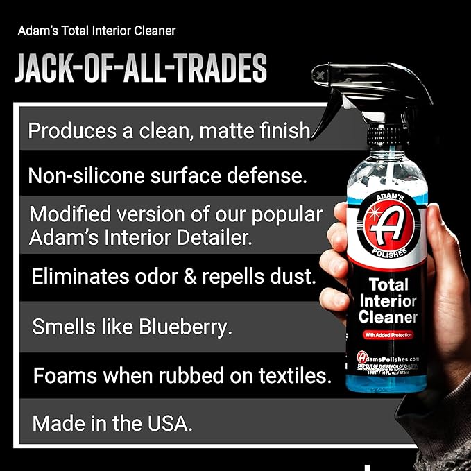 Adam's Polishes Total Interior Cleaner & Protectant, Quick Detailer & SiO2 Protection, Ceramic Infused, Anti-Static, OEM Fini