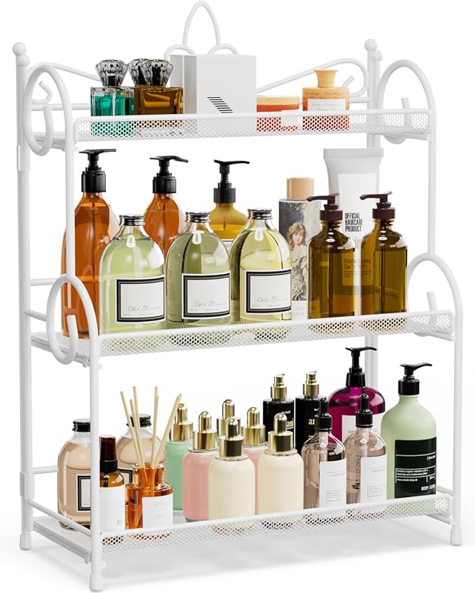 YIUKEA Bathroom Counter Organizer - Spice Rack Countertop 3 Tier Counter Shelf Organizer for Bathroom Kitchen Bedroom Foldabl
