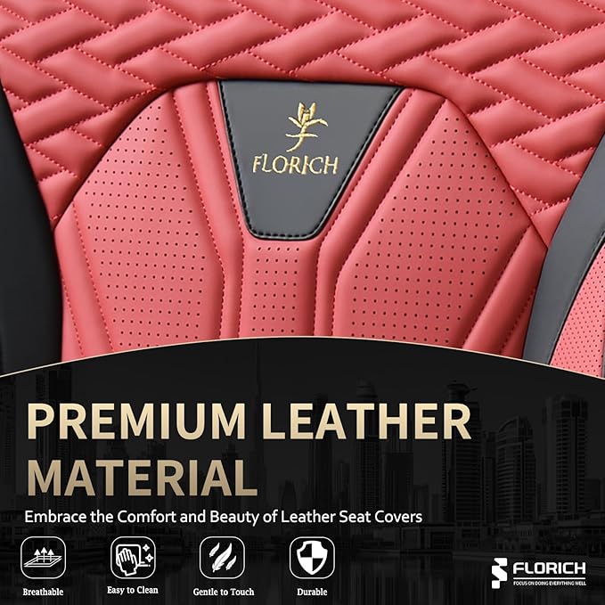 FLORICH Seat Covers for Cars, Waterproof Automotive Seat Covers, Leather Car Seat Covers 2 Pack, Universal Front Seat Cushion
