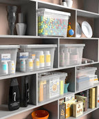 WYT 6-Pack Clear 7 Quart Storage Latch Box/Bins, Plastic Stackable Latching Box with Brown Handle and Lid, Multi-Purpose, 7 L