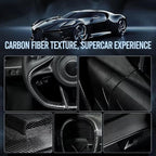 Carbon Fiber Leather car Steering Wheel Cover, Comfortable and Anti-Skid, Universal 15 inch (Black)