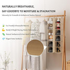 VERONLY Hanging Closet Shelf Shoe Organizer Set of 2 with Woven Bamboo Shelves,11.5 x 31.5 x 5.5 in, 6-Tier Design for Space-