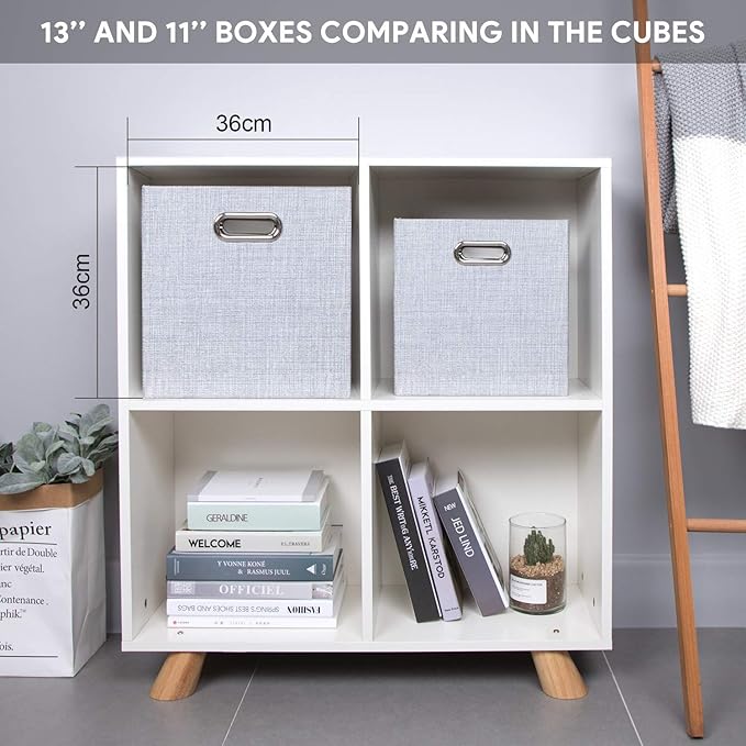 Posprica 3X Thicker Fabric Storage Cubes 13 inch Collapsible Storage Bins for Organization, Cubby Storage Baskets for Organiz