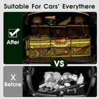 Car Trunk Organizer for SUV, Heavy Duty Waterproof Trunk Organizer, Foldable Collapsible Car Organizer with Cooler, Multi-Comp