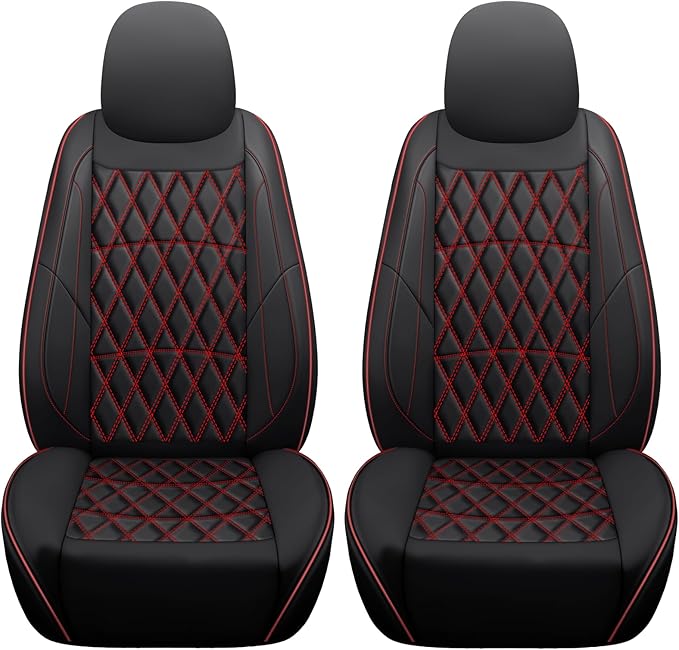 NS YOLO Leather Car Seat Covers,Universal Fit for Most Cars,SUVs and Sedans,Waterproof Luxury Leatherette Cushions, 2 Seats P