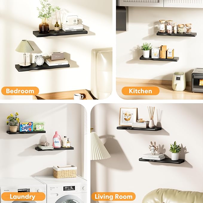 Floating Shelves for Wall Rustic Farmhouse 24 Inch Floating Shelf Bathroom Wooden Shelves for Wall Mounted Live Edge Pine She