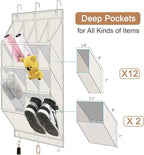 FENTEC 2 Pack Over the Door Shoe Organizer, Hanging Shoe Organizer, 28 Large Deep Pockets Door Shoe Rack with 6 Hooks Shoe Or