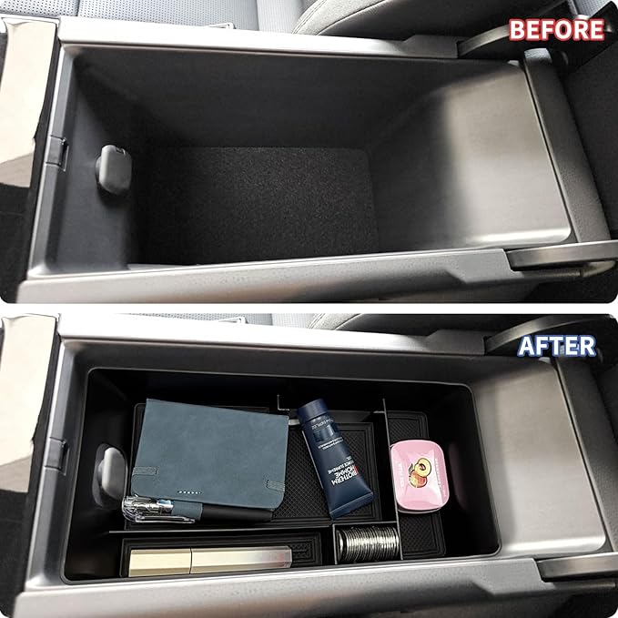 Xaido 2PCS Center Console Tray Compatible with 2025 2026 Toyota Camry Accessories, Gear Shifter Right Side Tray, Armrest Storage Box Organizer, Black