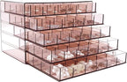 Clear Pink Acrylic Jewelry Storage Box, Earring Jewelry Organizer with 5 Drawers, 5-Layer Jewelry Box for Women, Earring Disp