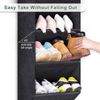SLEEPING LAMB Over the Door Shoe Rack for Closet, Short Hanging Shoe Organizer with Large Deep Pockets, Narrow Door Sneaker S