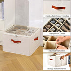 INSTY Shoe Organizer for Closet, 2 Pack Foldable Shoe Storage Containers, Fits up to 16-32 Pairs, Adjustable Dividers for Sho