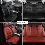 Red Car Seat Covers Full Set, Universal Leather Seat Cover for Cars 5 Seats, Waterproof and Breathable Automotive Seat Cover 