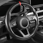 Labbyway Carbon Fiber Steering Wheel Cover, Universal 15 inch, Breathable, Anti-Slip, Warm in Winter and Cool in Summer, Blac