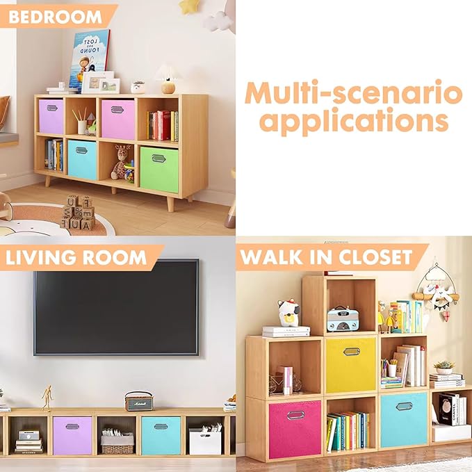 ShellKingdom Storage Bins, Foldable Fabric Storage Cubes And Cloth Storage Organizer Drawer with Metal Handle For Closet And 