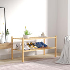 ROMGUAR CRAFT 2 Tier Bamboo Shoe Rack for Closet Free Standing Wood Shoe Shelf for Entryway Small Space Stackable 27"x11"x13"