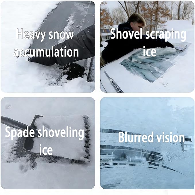 [3-in-1] Extendable Ice Scraper and Snow Brush for Car Windshield, Upgraded 360° Pivoting Brush Head with Comfortable Foam Grip - Detachable Snow Removal Tool for Truck, SUV, and Vehicle Windows