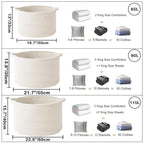 90L Large Blanket Basket,21.7"L x 21.7"W x 13.8"H Rope Woven Baskets with Handles, Toys Storage Bins,Laundry Basket Perfect f