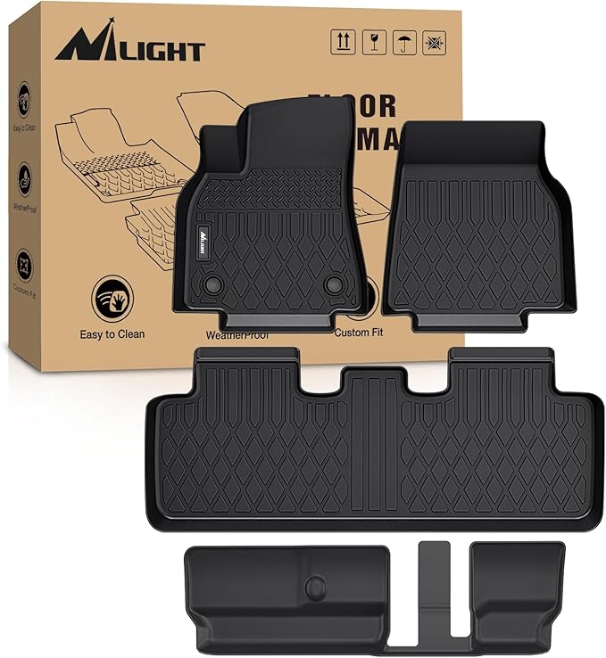 Nilight TPE Floor Mats for Tesla Model Y 7 Seater 2020 2021 2022 2023 2024 2025 All Weather Custom Fit Heavy Duty Floor Liners