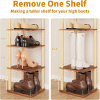 LUCKNOCK Vertical Shoe Rack, 8-Tier Tall Narrow Shoe Organizer for Entryway, Closet, Dorm & Small Spaces, Freestanding Wooden