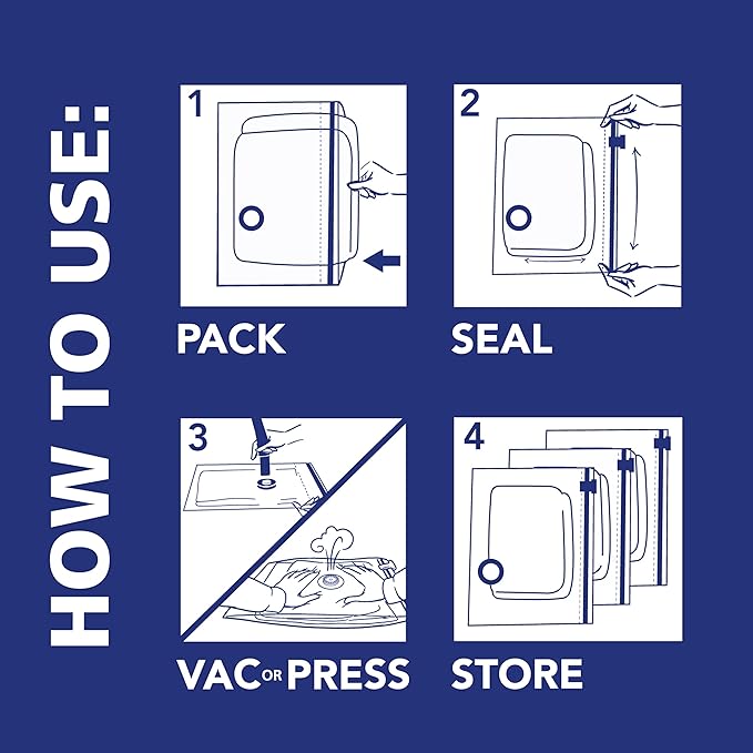 Hefty Shrink-Pak Vacuum Storage Bags - Space Saver for Under Bed Storage, Clothing and Comforters, Odor Resistant, 3X More St