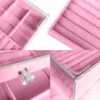 Clear Acrylic Velvet Jewelry Organizer with 3 Drawers, Stackable Display Storage Earrings Necklace Rings Bracelets Box Holder