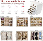 BOOVO Jewelry Box For women, 6 Layer Large Jewelry Organizer With Mirror, Multi-Function Storage Box With Lock, Necklace Hold