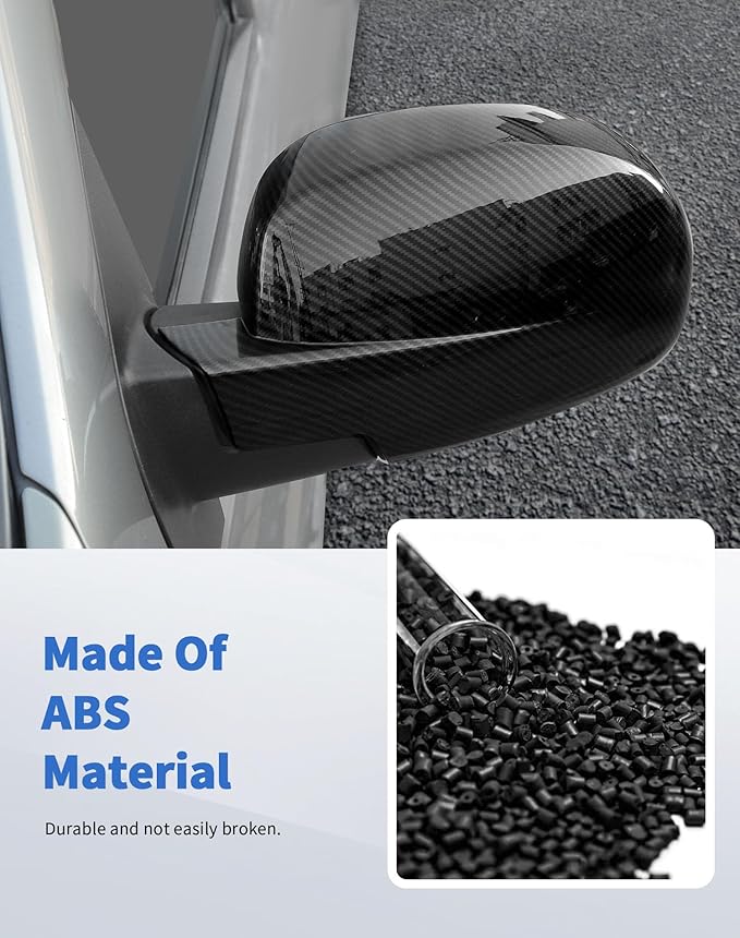 Rearview Mirror Fully Caps Covers Compatible with 2007-2014 Chevy Silverado GMC Sierra Avalanche Tahoe Suburban Yukon Escalade ESV Left Right Side View Mirror Cover Caps, Carbon Fiber