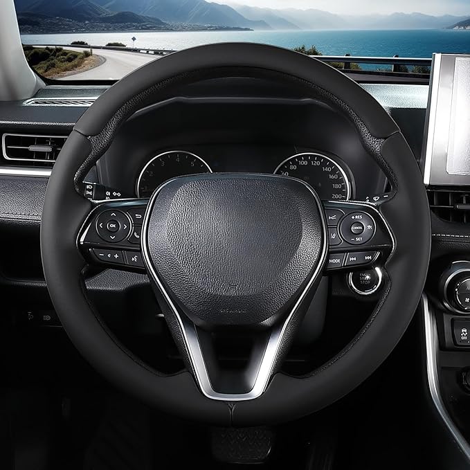 Fit for Toyota Steering Wheel Cover, Car Steering Wheel Cover for Toyota Corolla(2020-2026) Rav4(2019-2025) Camry(2018-2024) Venza(2021-2024) Avalon(2019-2022) Accessories (Black)