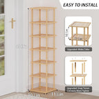 Vertical Tall Shoe Rack For Entryway - Tall 7 Tier Free Standing Slim Narrow Bamboo Wood Shoe Boots Storage Shelf Small Space