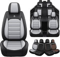 Seat Covers for Ford Expedition Max 2018-2026 8 Seaters, Compatible Airbag Non-Slip Waterproof Leather Seat Protector, Luxury Car Interior Seat Cover Full Set, Black Gray