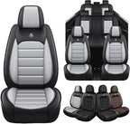 Seat Covers for Ford Expedition Max 2018-2026 8 Seaters, Compatible Airbag Non-Slip Waterproof Leather Seat Protector, Luxury Car Interior Seat Cover Full Set, Black Gray
