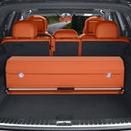 Car Trunk Organizer, Collapsible Sturdy Trunk Storage Container with Lid and Handle Large Leather Car Trunk Storage (Orange, 39