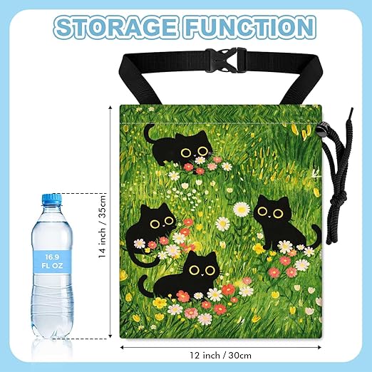 Cute Black Cat Car Trash Bag - Waterproof Car Trash Bag Hanging Leakproof Car Garbage Bag - Washable Reusable Trash Bag for Car Interior Hanging Organizer Storage Vehicle Travelling Camping