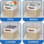 Temary Fabric Storage Cubes Bins, 11 inch Cube Storage Baskets, Foldable Cube Bins Set with Handles, Decorative Storage Boxes
