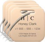 Stainless Luggage Tags for Suitcases 4 Pack: Metal Personalized Luggage Tags for Backpacks & Bags with Customizable Texts (Ro