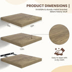 Fun Memories Floating Shelves for Wall - 12 Inch Square Shelves with Invisible Brackets, Small Wall Shelf for Living Room, Ba