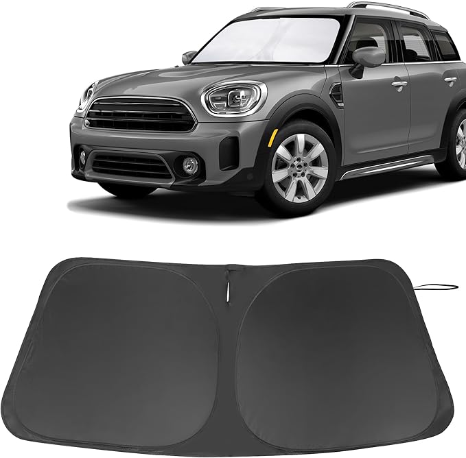 Front Windshield Sun Shade Foldable Front Window Visor Custom Fit for Mini Countryman Cooper F60 SUV 2017-2024 Block UV Rays Car Accessories Heat Sun Shield Keep Car Cooler