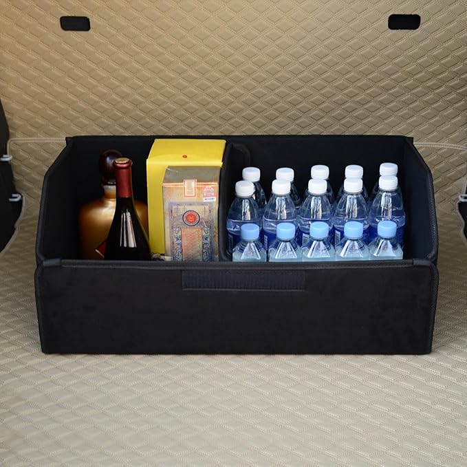 car organizers and storage for SUV,trunk organizer for sedan, leather foldable sleek box with lid,collapsible cargo bins, tool