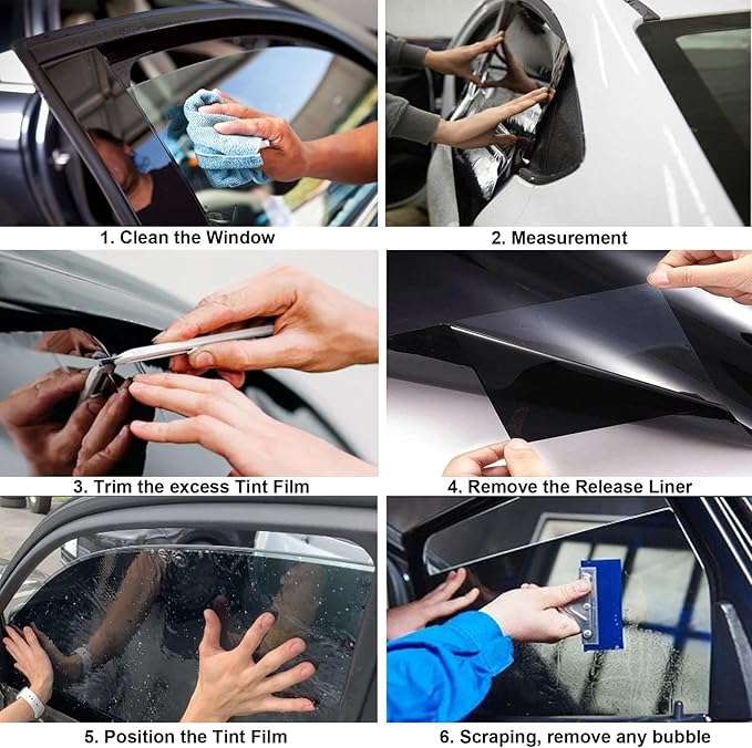 Mkbrother® Car Window Tint Film - 35% VLT 30" in x 10' Ft (30" x 120") Roll, UV & Heat Blocking, Scratch Resistant, Privacy Adhesive Film for Auto & Home Windows