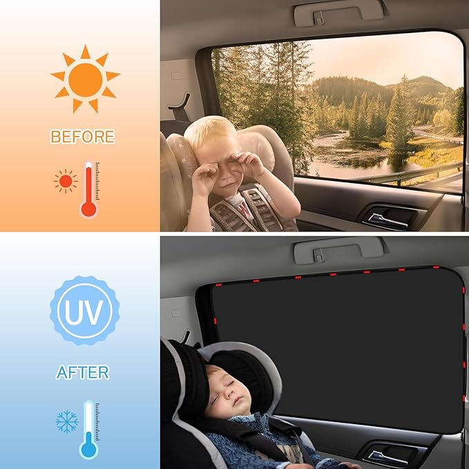 ZATOOTO Car Window Shades - 4 Pack Car Window Covers 99% UV Light Block Side Window Sun Shade Magnetic Curtains Keeps Cooler Privacy for Breastfeeding Taking a nap Camping