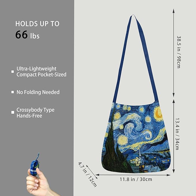 BeeGreen Reusable Grocery Shopping Bag -Travel Tote Bag - Foldable Compact Sturdy Bags