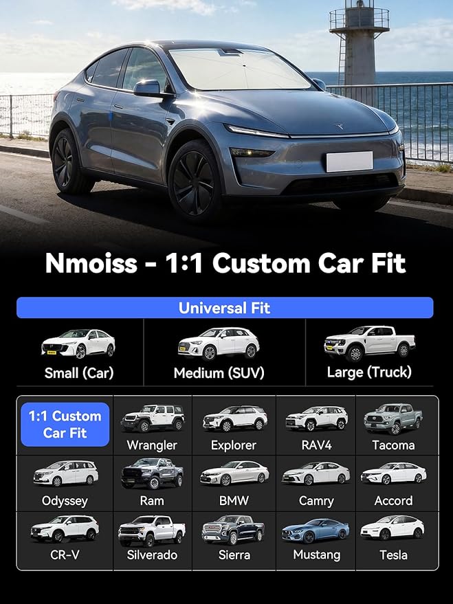 Windshield Sun Shade Umbrella for Honda Accord - [Vinyl Coating Heat Shield] Protect Car from Sun Rays & Heat Damage Keep Cool and Protect Interior, Spring Structure Edge