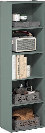 Furinno LUDER Book Shelf, 5-Tier Bookshelf, Bookcase with Open Shelves, 9.4 x 15.8 x 52, Easy Assembly, for Living Room, Bedr