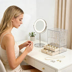 Greenfeather Jewelry Organizer with 7 Removable Drawers, Clear Acrylic Jewelry Box with 40 Necklace Hooks, 120 Pairs of Earri